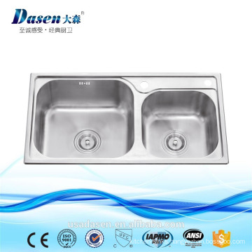 cUPC best quality double bowl 304 stainless steel kitchen topmount sink